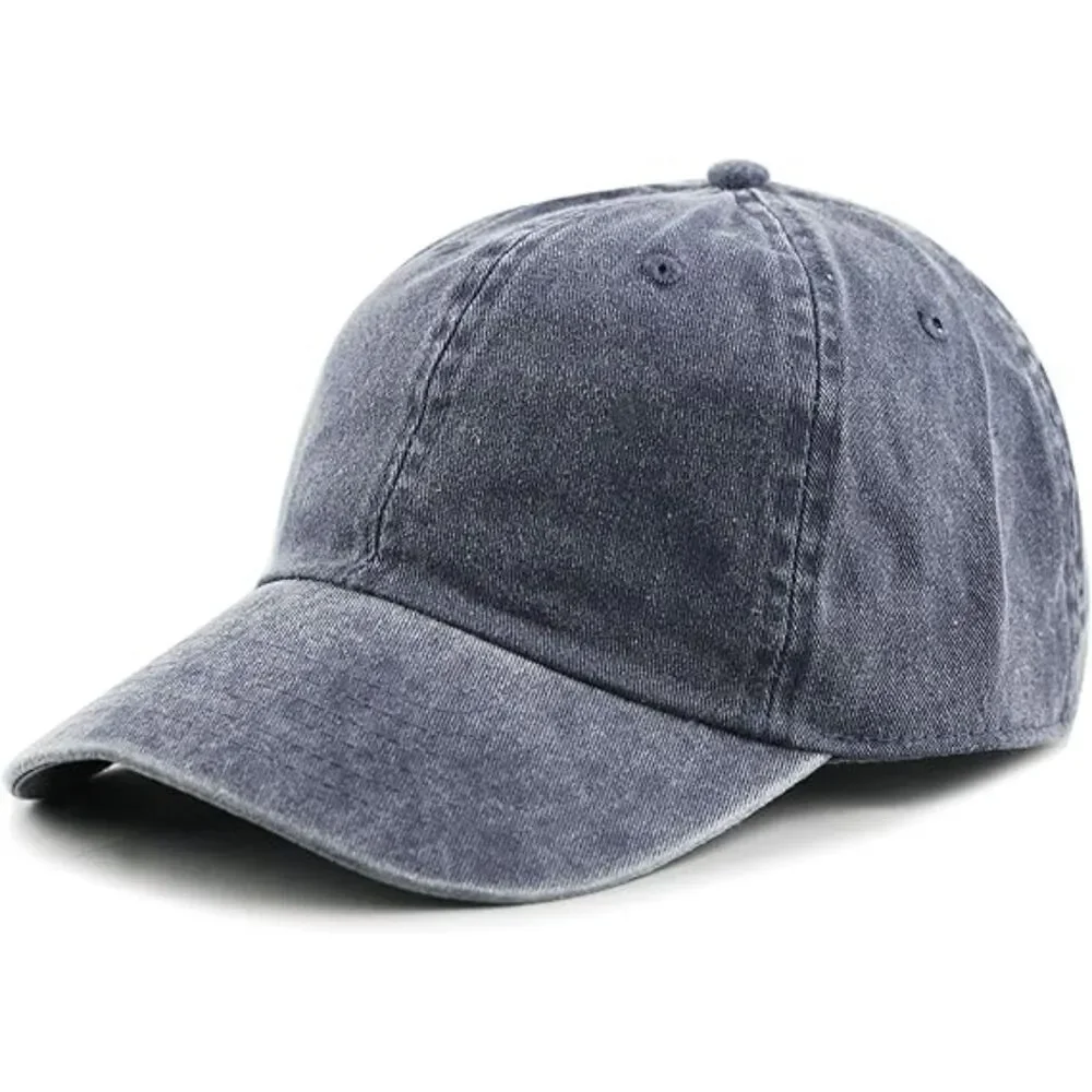 Unisex Blue 100% Cotton Pigment Adjustable Size Classic Baseball Six Panel Cap